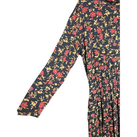 Vintage LL Bean Blue Floral Long Sleeve Maxi Dress Small Prairie Cottage Modest - Picture 7 of 14